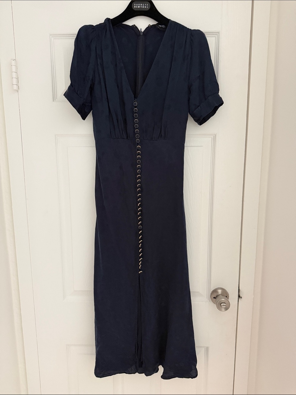 The Kooples Navy Button-Front Midi Dress